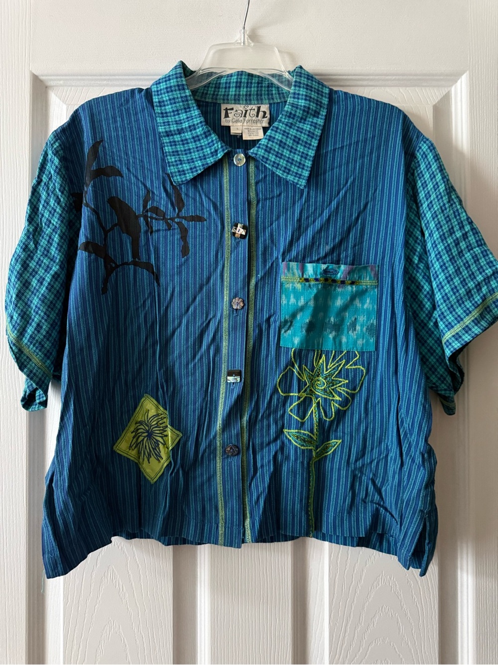 VTG Faith by Celia Forrester Boho Button down shirt